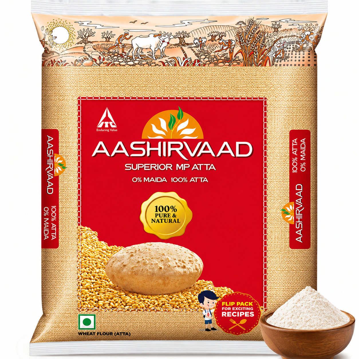 Aashirvaad Atta  India 2 kg set Value pack(price with tax)